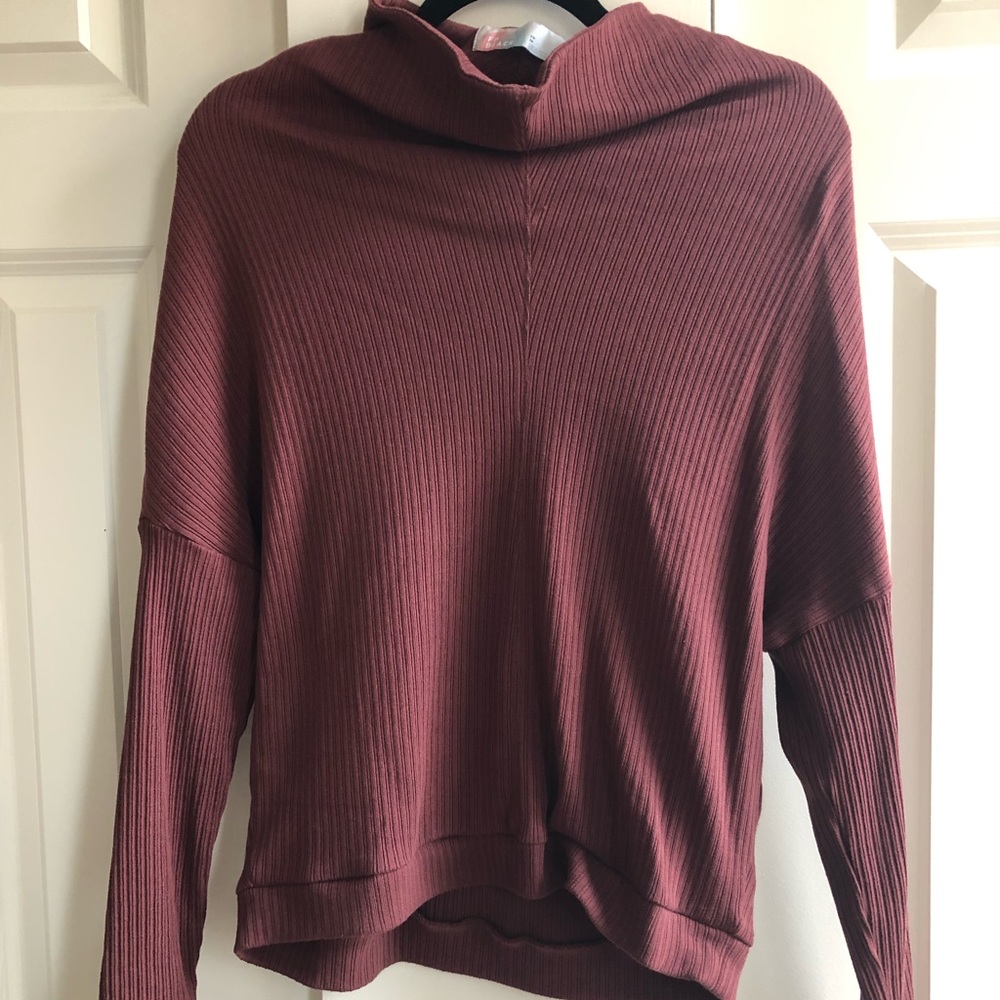 Free People red burgundy turtleneck sweater NWOT